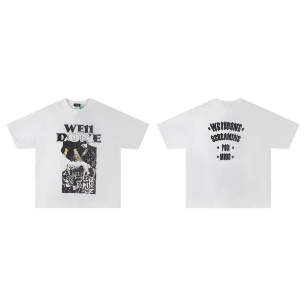 Design Welldone Double Logo Pixelated Print Black T-Shirt T-Shirts - 33