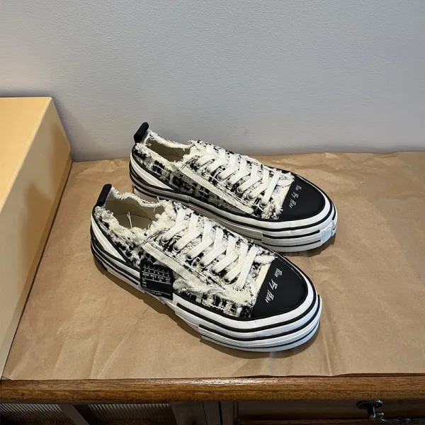 Design Mule Sneaker White Distressed Canvas Platform Sneakers - 2