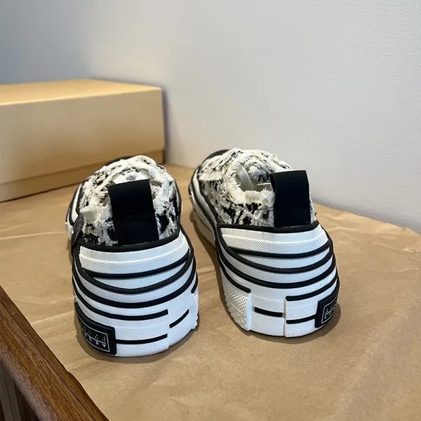 Design Mule Sneaker White Distressed Canvas Platform Sneakers - 7