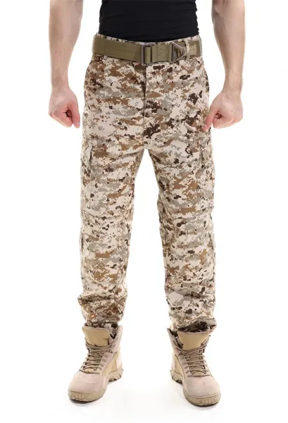 Design Multicam Camo Tactical Cargo Pants with Belt and Tan Combat Boots Pants - 6