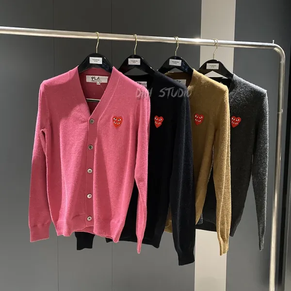 Comme des Garçons Play Heart Embroidered Cardigan Pink - 2