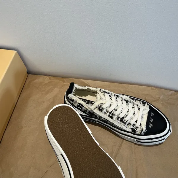 Design Mule Sneaker White Distressed Canvas Platform Sneakers - 10