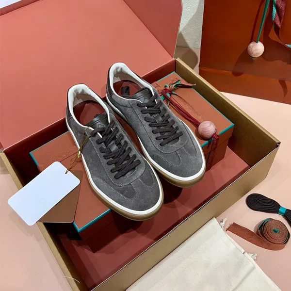 Design Low-Top Leather Sneakers Black White Gum Sole - 2