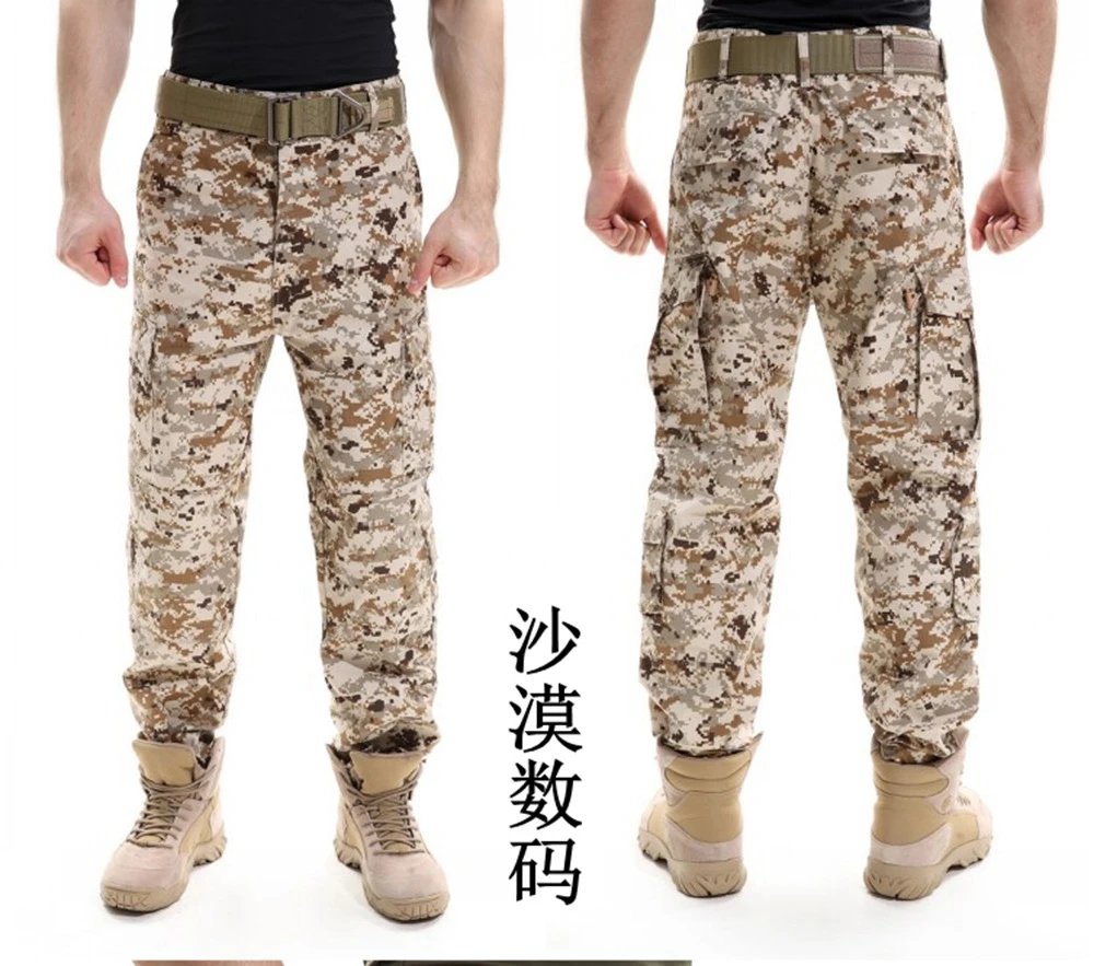 Design Multicam Camo Tactical Cargo Pants with Belt and Tan Combat Boots Pants - 7