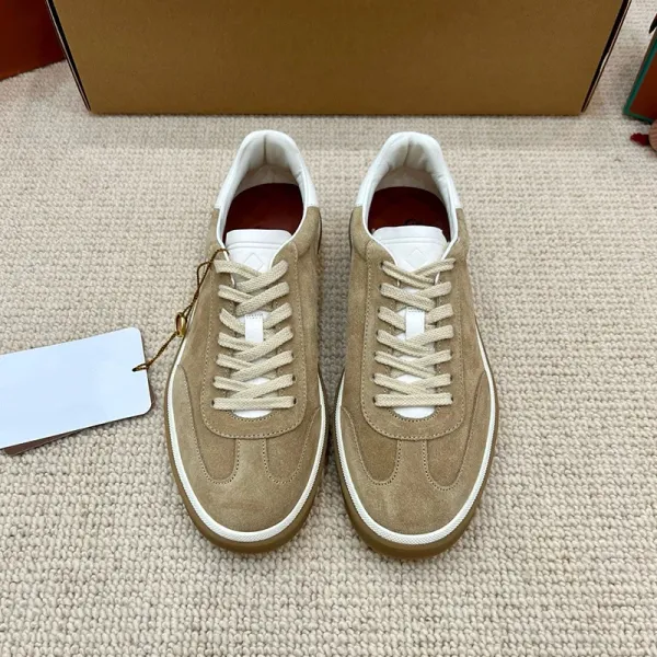 Design Low-Top Leather Sneakers Black White Gum Sole - 15