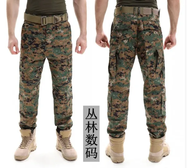 Design Multicam Camo Tactical Cargo Pants with Belt and Tan Combat Boots Pants - 14