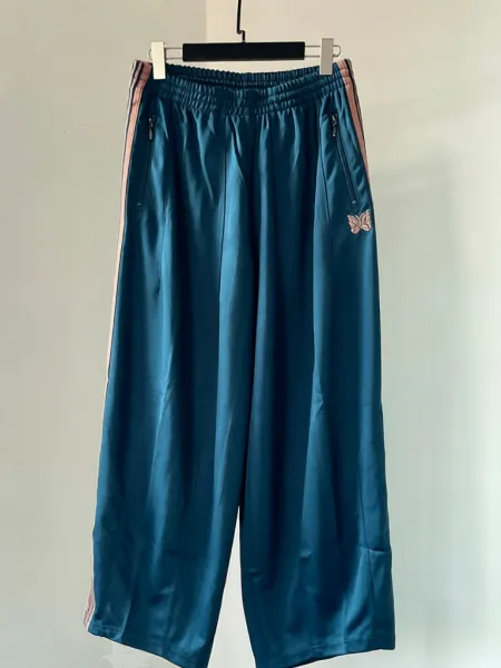 Adidas Originals Track Pants Teal with Pink Stripes and Butterfly Embroidery Sweatpants - 1