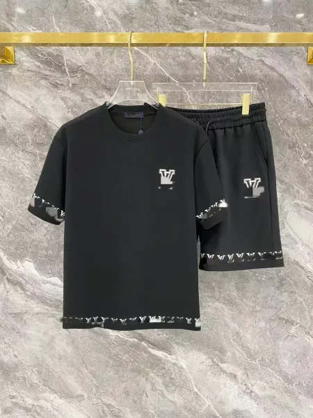 Louis Vuitton Monogram Print Black T-Shirt and Shorts Set - 1