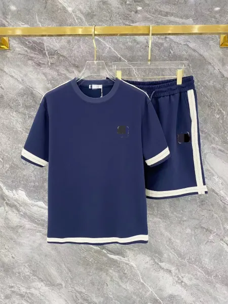 Design Navy Contrast Trim T-Shirt and Shorts Set - 1