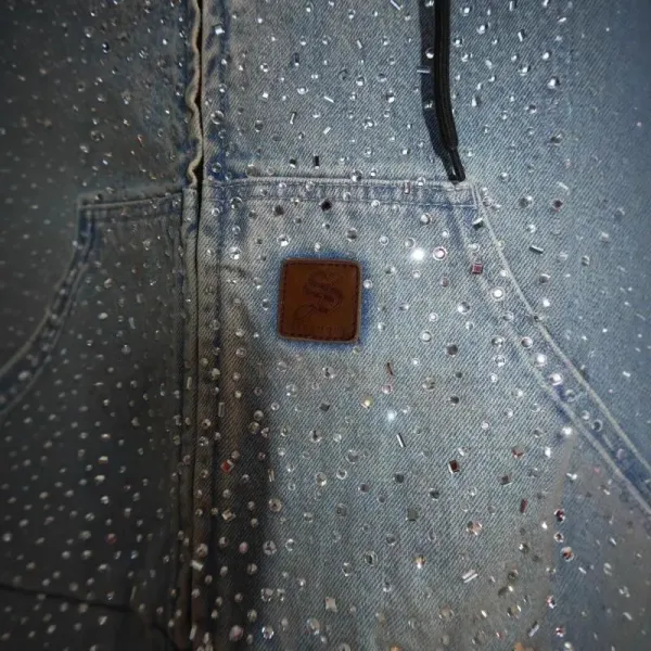 Denim Tears x Swarovski Crystal-Embellished Hooded Denim Jacket Light Blue Outerwear - 8