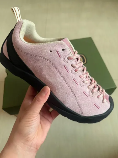 Design Pink Suede Lace-Up Sneakers - 1
