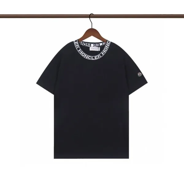 Moncler Logo Tape Neck T-Shirt Black - 1