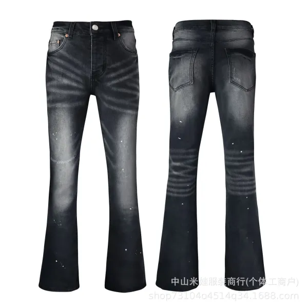 Design Flared Distressed Black Jeans - 1