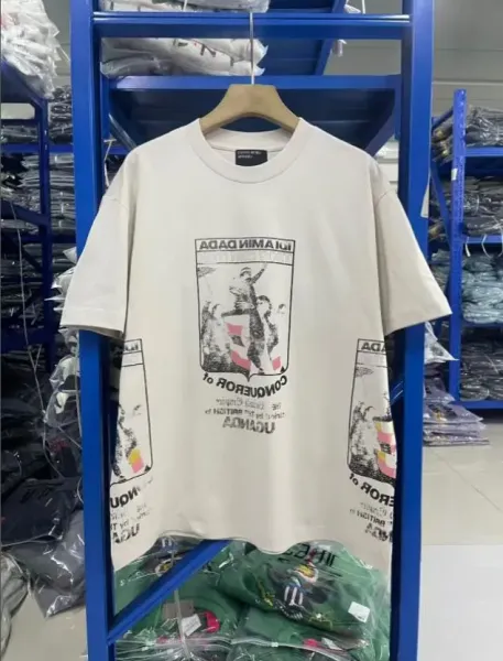 Design Graphic Print Beige Oversized T-Shirt - 1