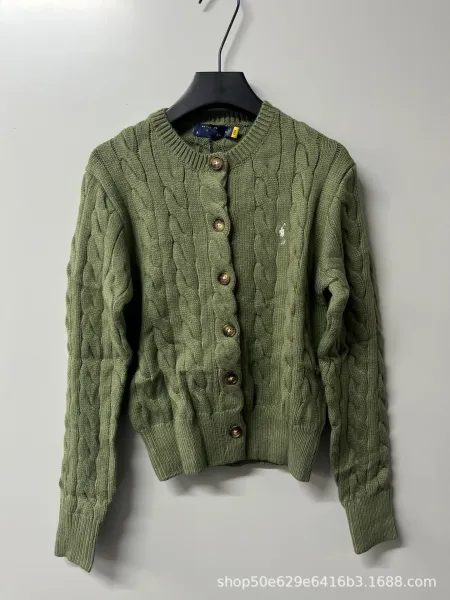 Polo Ralph Lauren Cable Knit Cardigan Olive Green - 1