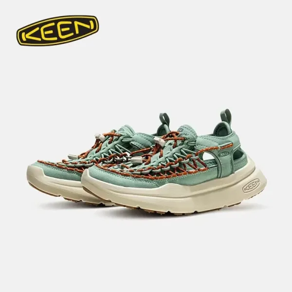 Design Keen Uneek Outdoor Sandals Mint Green with Rust Orange Lacing Sandals - 6