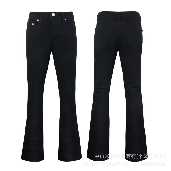Design Splatter Print Flared Jeans Black - 5