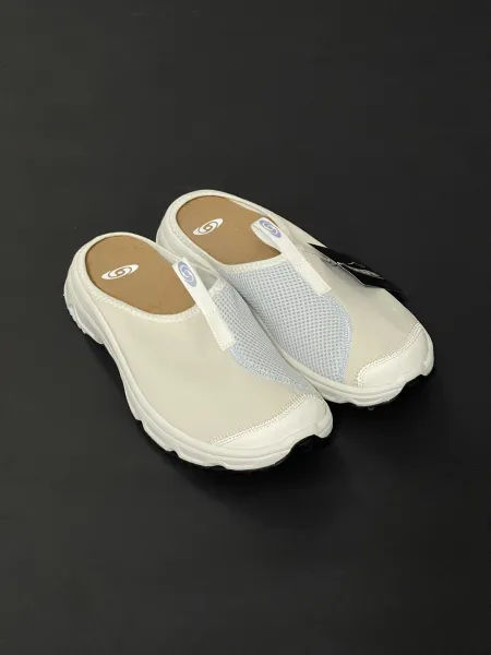 Design Gingham Check Slip-On Mules White Green Casual Shoes - 12