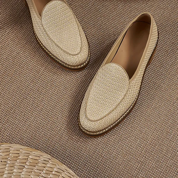 Design Woven Loafers Beige Casual Shoes - 1