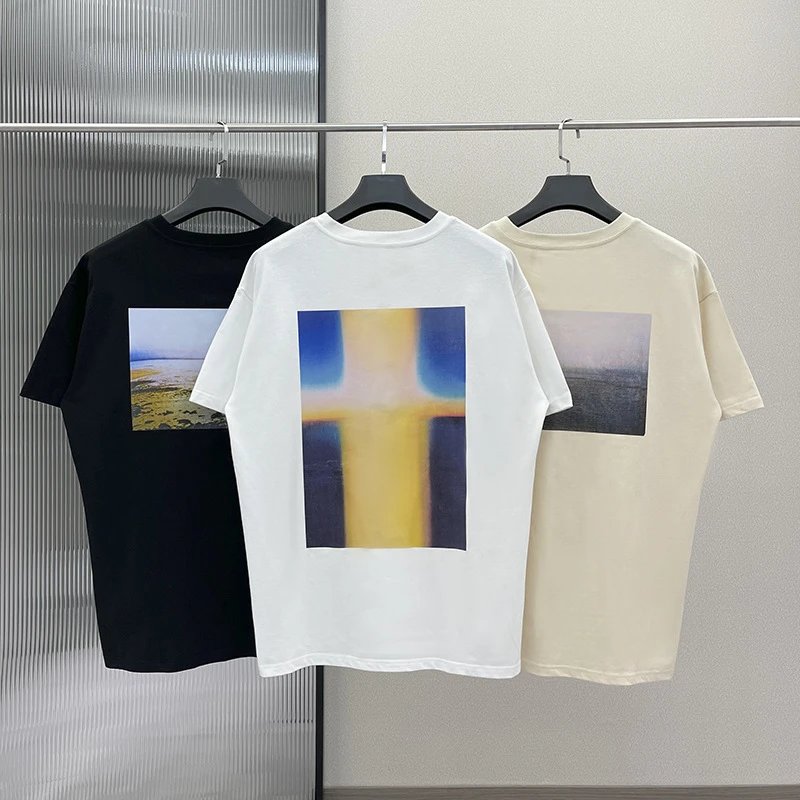 Design Abstract Cross Print White T-Shirt - 3