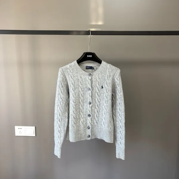 Polo Ralph Lauren Cable Knit Cardigan Gray Sweater - 1