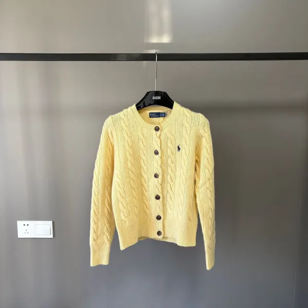Polo Ralph Lauren Cable Knit Cardigan Yellow Sweater - 1
