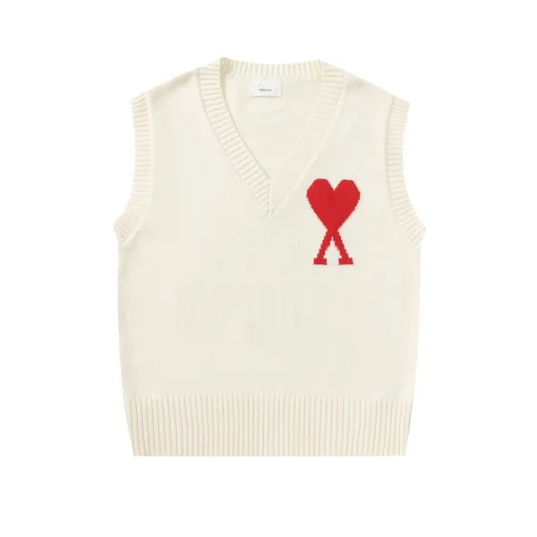 Comme des Garçons Play Heart Knit Vest Cream Vest Top - 1