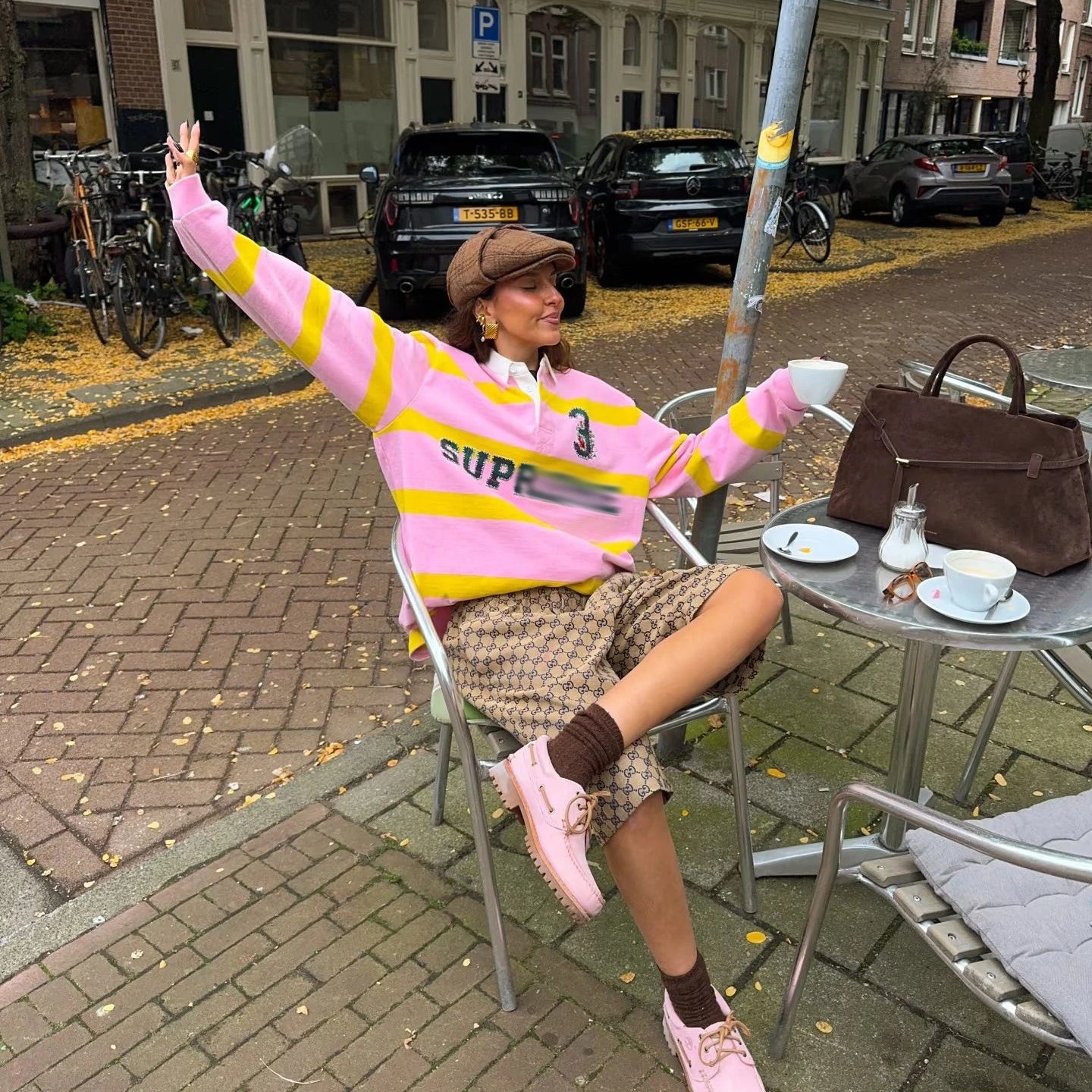 Supreme Striped Rugby Polo Pink Yellow Polo Shirt - 3