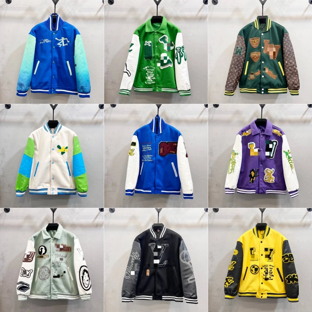 Design Varsity Jacket Green and White Embroidered Graphic Outerwear - 4