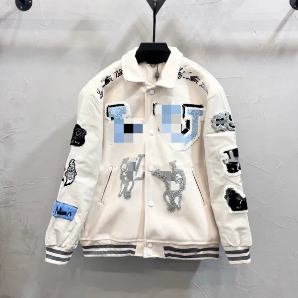 Design Varsity Jacket Green and White Embroidered Graphic Outerwear - 11