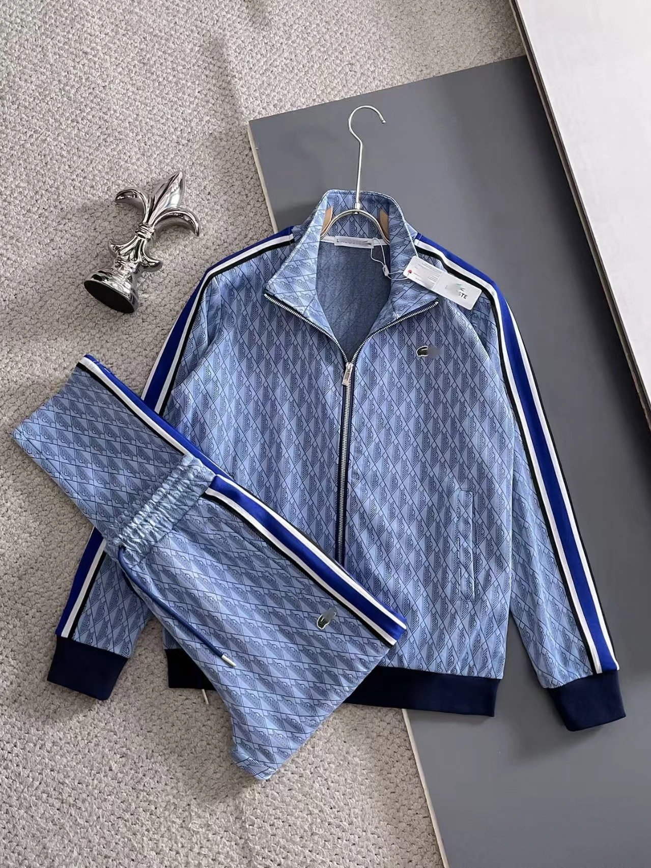 Lacoste Tracksuit Set Beige Diamond Pattern Tracksuit - 6