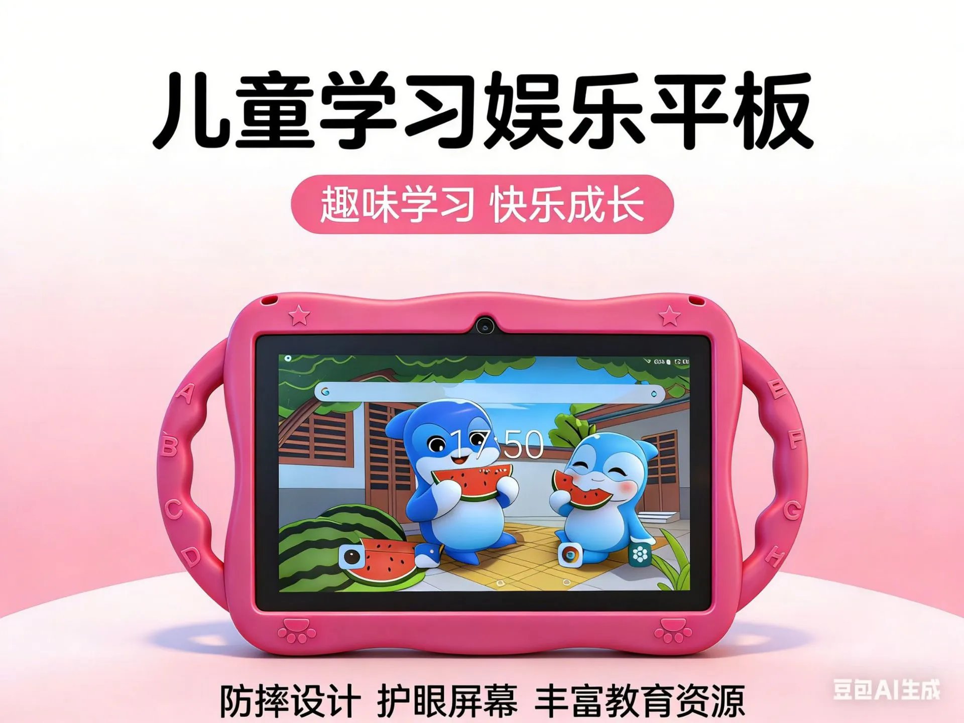 Design Kids Tablet Case with 3D Animal Motifs Pink Phone Accessories - 21