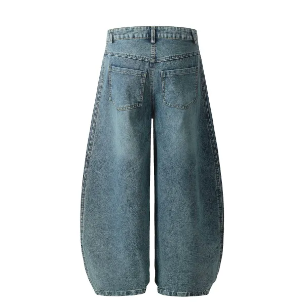 Adidas Originals Wide-Leg Denim Pants Black with White Triple Stripes Jeans - 5