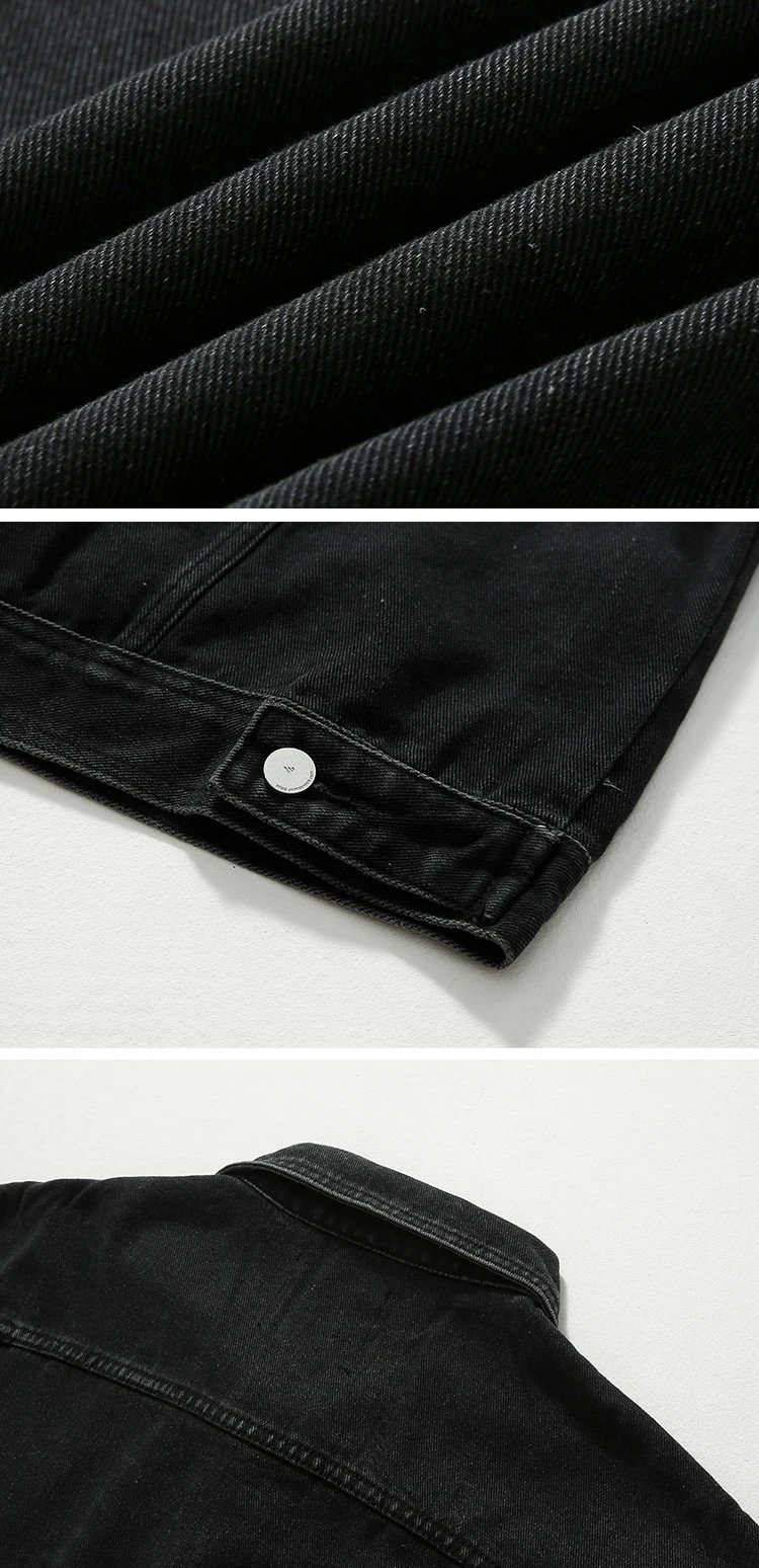 Design Black Denim Trucker Jacket Outerwear Denim Jacket - 17
