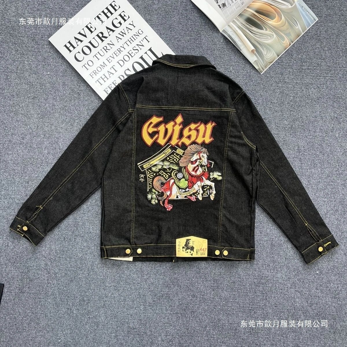 Evisu Horse Embroidery Denim Jacket Black - 3