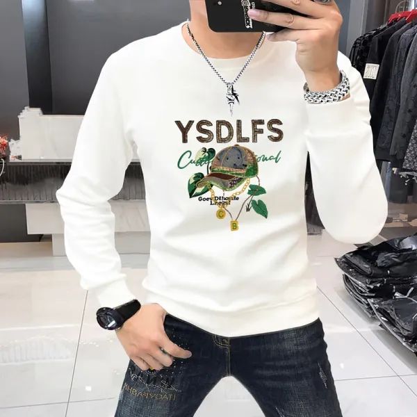 Design YSDLFS Embroidered Graphic Sweatshirt Black Sweater - 17