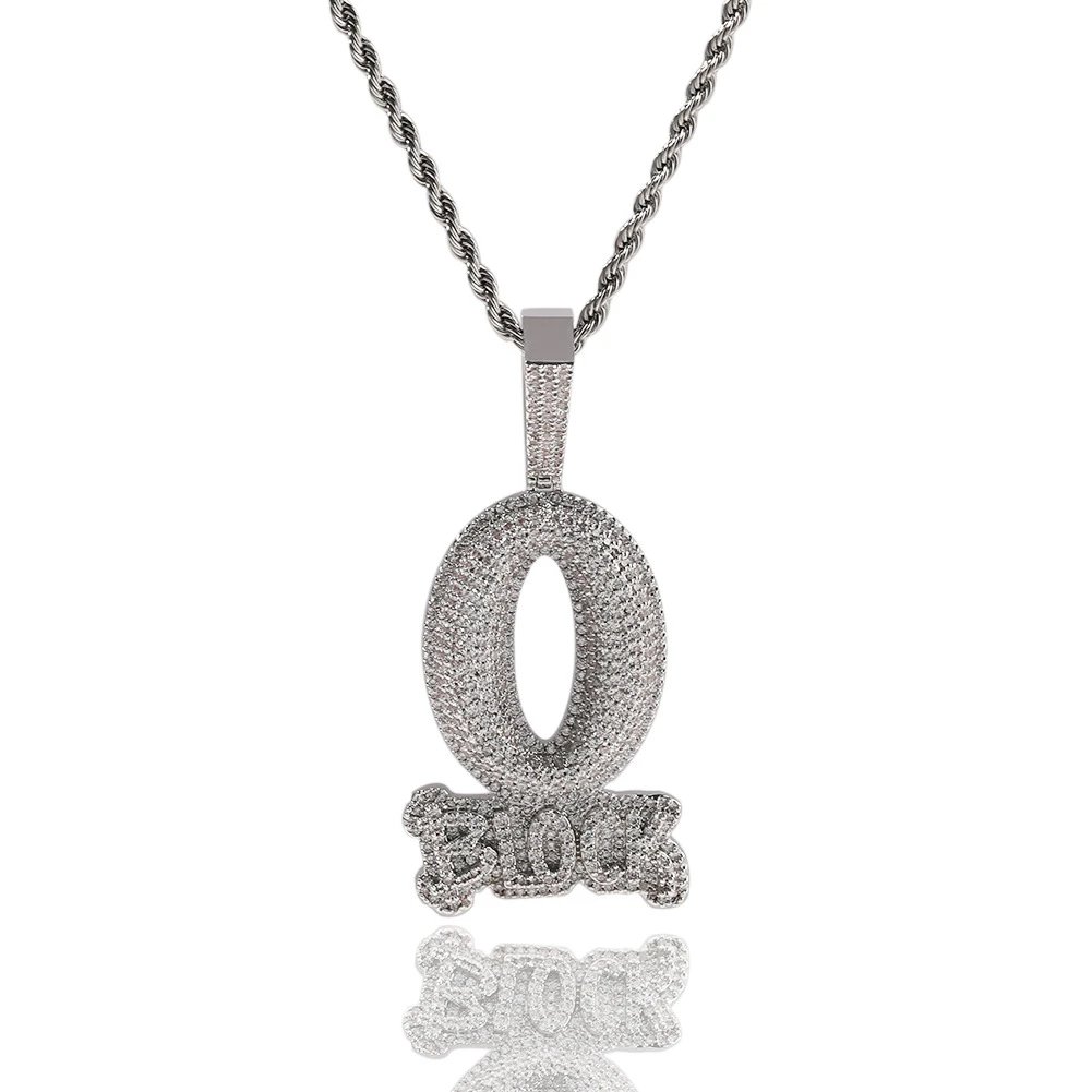 Design Custom 'O' Pendant Necklace with Micro-Pave Cubic Zirconia on Rope Chain Jewelry - 8