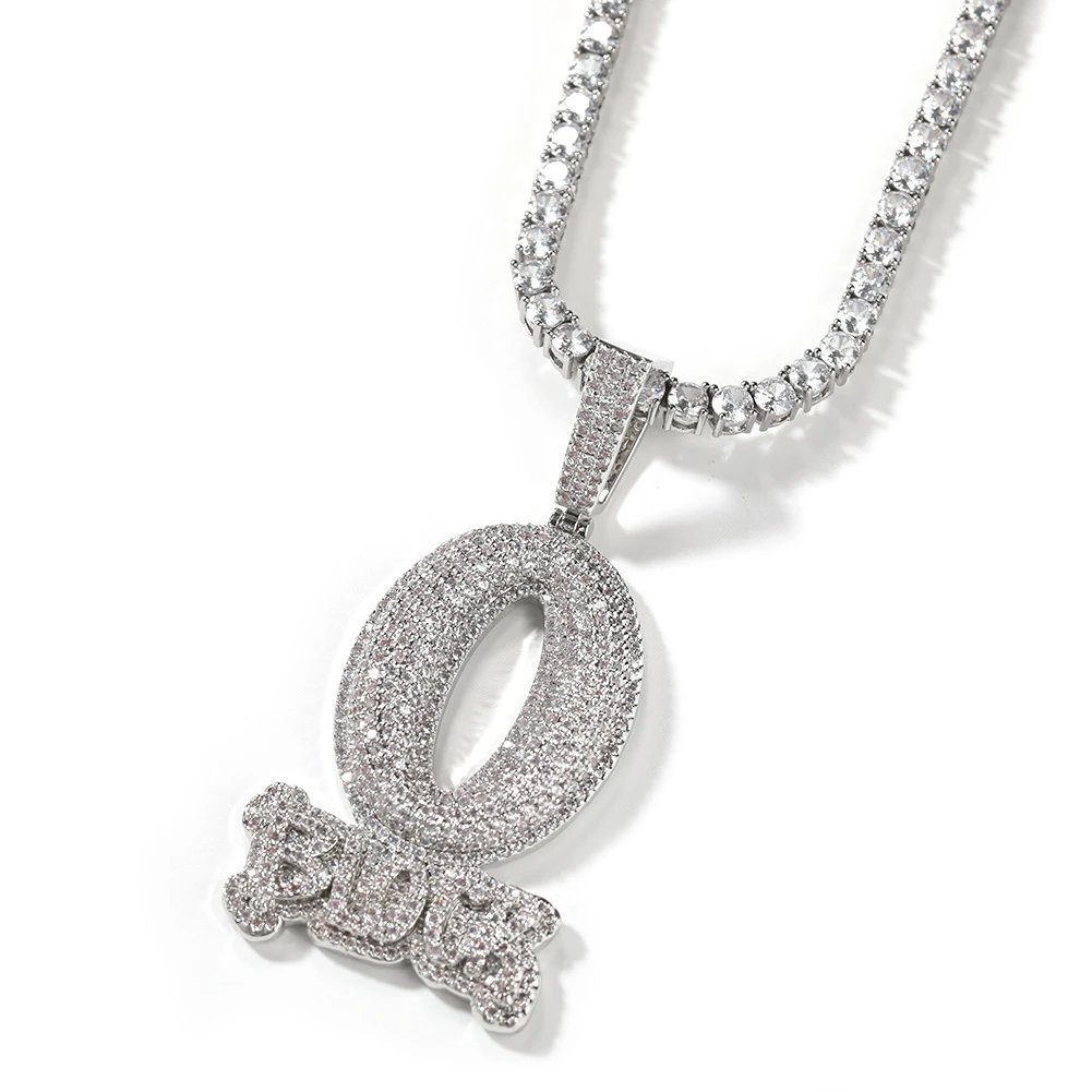 Design Custom 'O' Pendant Necklace with Micro-Pave Cubic Zirconia on Rope Chain Jewelry - 7