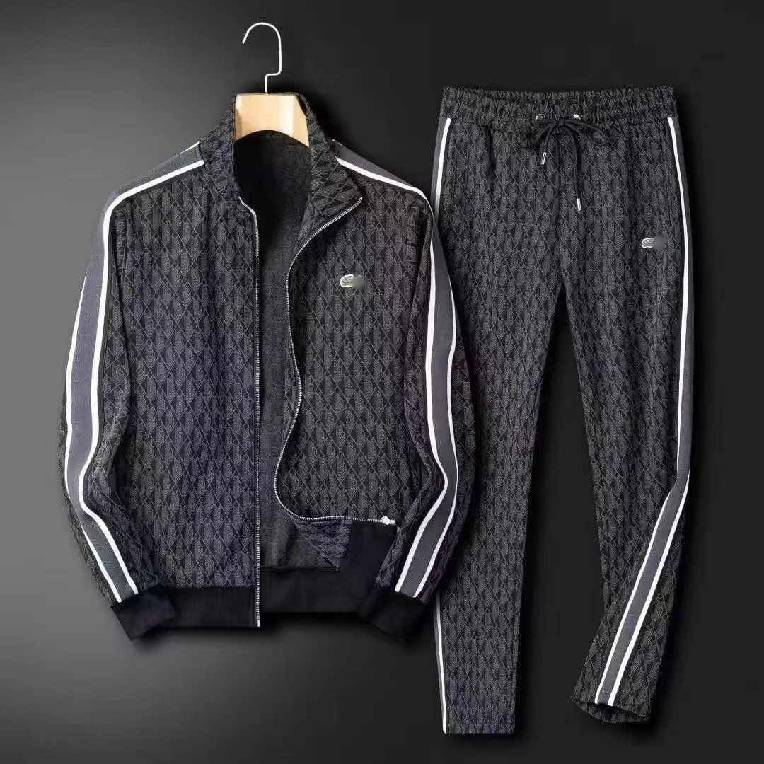 Lacoste Tracksuit Set Beige Diamond Pattern Tracksuit - 7