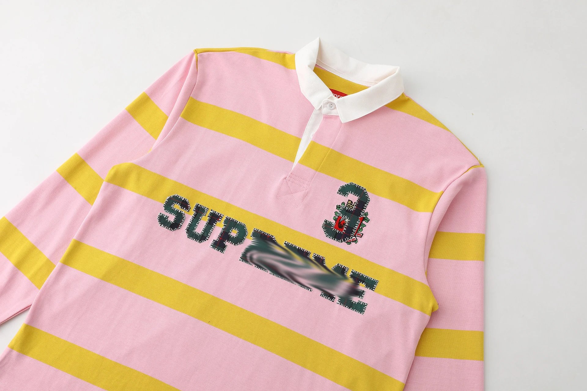 Supreme Striped Rugby Polo Pink Yellow Polo Shirt - 17