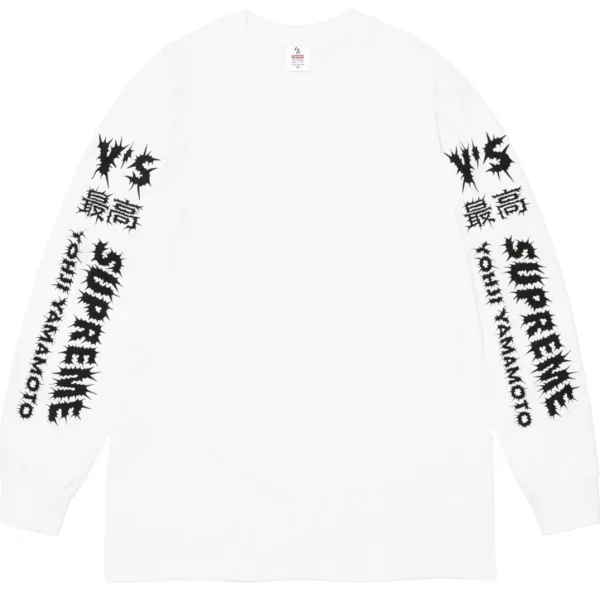 Supreme x Yohji Yamamoto Spiky Logo Long Sleeve T-Shirt White - 1