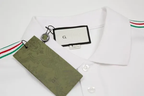 Gucci Logo-Embroidered Black Polo with White Trim Polo Shirt - 15