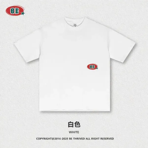 Design BE Thrived Logo Patch T-Shirt White T-Shirts - 1