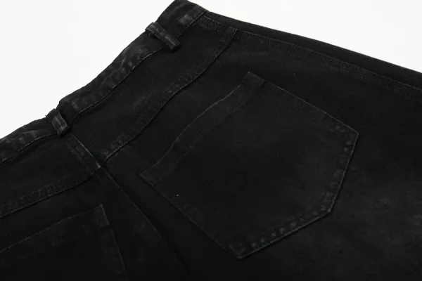 Adidas Originals Wide-Leg Denim Pants Black with White Triple Stripes Jeans - 9