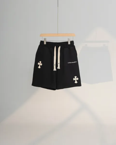 Chrome Hearts Cross Embroidered Sweatshorts Black Shorts - 1