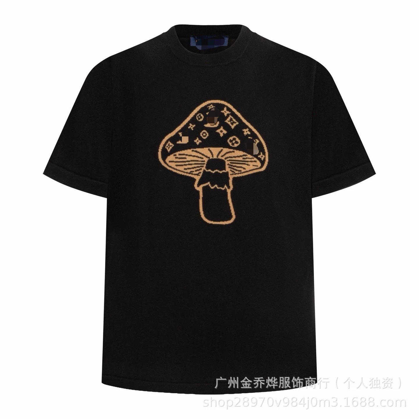 Design Mushroom Print Black T-Shirt - 33