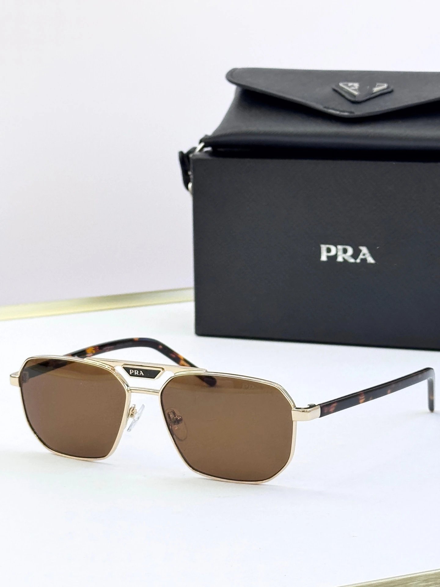 Prada Aviator-Style Sunglasses in Silver Frame with Mirror, Yellow, Brown, and Gray Lenses - 12