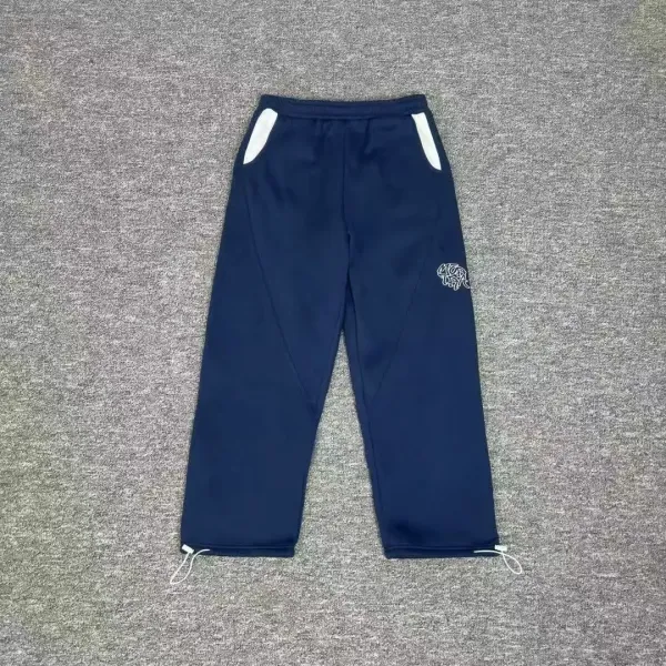 Design Track Pants Navy with White Panels and Embroidered Logo Sweatpants - 1