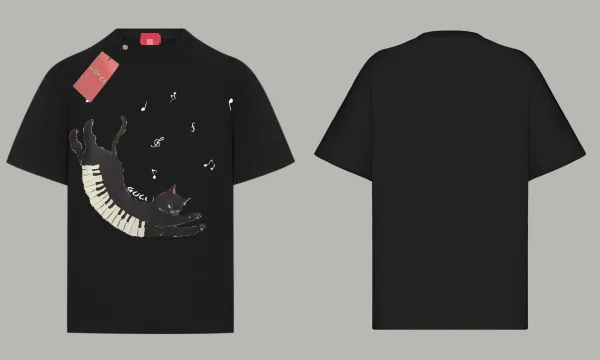 Gucci Cat Piano Print Black T-Shirt - 1