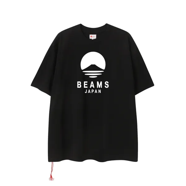 Design BEAMS Japan Mount Fuji Graphic T-Shirt Black T-Shirts - 1